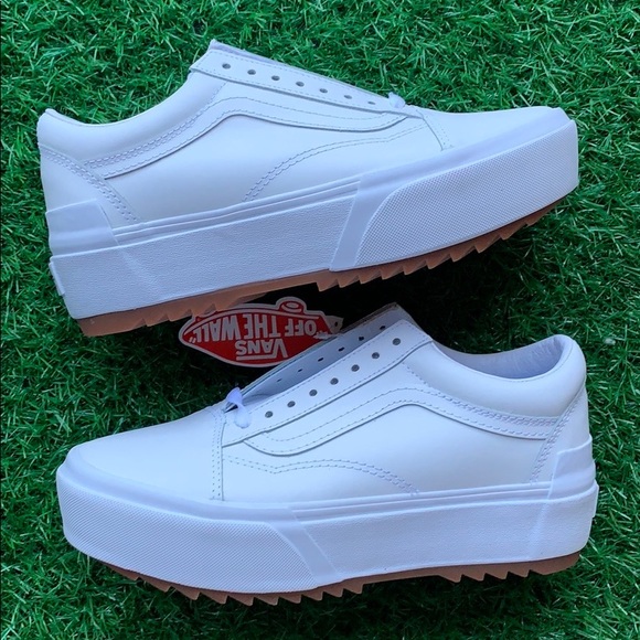 VANS OLD SKOOL STACKED LEATHER TRUE WHITE WMNS PLA - Picture 13 of 16